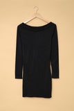 Black Plunging Neck Bodycon Long Sleeve Ladies Black Mini Dress LC227553-2