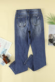 Gray Floral Leopard Ripped Boyfriend Distressed Denim Pants Jeans LC782289-11