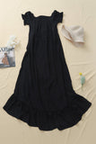Black White Off the Shoulder Dress High Low Maxi Dress  LC611566-2