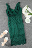 Green Floral Lace Sleeveless Deep V Neck Ladies Bodycon Midi Dress LC617433-9