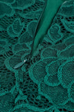 Green Floral Lace Sleeveless Deep V Neck Ladies Bodycon Midi Dress LC617433-9