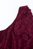 Red Floral Lace Sleeveless Deep V Neck Ladies Bodycon Midi Dress LC617433-3