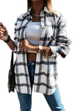 LC8511394-2-S, LC8511394-2-M, LC8511394-2-L, LC8511394-2-XL, LC8511394-2-2XL, Black Womens Casual Plaid Shacket Button Down Shirts Coats