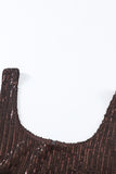Brown Womens Sexy Dress Sleeveless High Split Sequin Maxi Dress LC617431-17