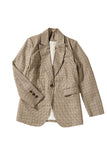 LC852187-16-S, LC852187-16-M, LC852187-16-L, LC852187-16-XL, LC852187-16-2XL, Khaki Womens Casual Blazers Plaid Lapel Collar Work Office Blazer Jacket