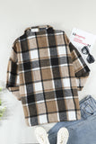 LC8511482-7-S, LC8511482-7-M, LC8511482-7-L, LC8511482-7-XL, LC8511482-7-2XL, Yellow Women's Flannel Plaid Jacket Long Sleeve Buttoned Shirts Coats Shacket