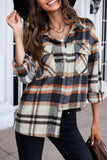 LC255462-5-S, LC255462-5-M, LC255462-5-L, LC255462-5-XL, LC255462-5-2XL, Blue Geometric Plaid Print Pocketed Shirt