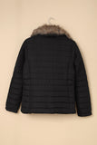 LC85117-2XXL, LC85117-2XL, LC85117-2L, LC85117-2M, LC85117-2S, Winter Coats for Women Camel Faux Fur Collar Trim Black Quilted Jacket Outerwear
