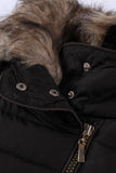 LC85117-2XXL, LC85117-2XL, LC85117-2L, LC85117-2M, LC85117-2S, Winter Coats for Women Camel Faux Fur Collar Trim Black Quilted Jacket Outerwear