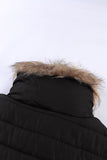LC85117-2XXL, LC85117-2XL, LC85117-2L, LC85117-2M, LC85117-2S, Winter Coats for Women Camel Faux Fur Collar Trim Black Quilted Jacket Outerwear