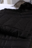 LC85117-2XXL, LC85117-2XL, LC85117-2L, LC85117-2M, LC85117-2S, Winter Coats for Women Camel Faux Fur Collar Trim Black Quilted Jacket Outerwear