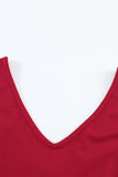 Red V Neck Ruffled Sleeve Empire Waist Flare Long Dress LC617472-3