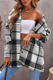 LC8511482-11-S, LC8511482-11-M, LC8511482-11-L, LC8511482-11-XL, LC8511482-11-2XL, Gray Women's Flannel Plaid Jacket Long Sleeve Buttoned Shirts Coats Shacket