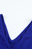 Blue V Neck Ruffled Sleeve Empire Waist Flare Long Dress LC617472-5