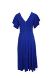 Blue V Neck Ruffled Sleeve Empire Waist Flare Long Dress LC617472-5