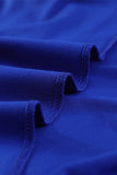 Blue V Neck Ruffled Sleeve Empire Waist Flare Long Dress LC617472-5