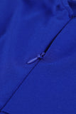 Blue V Neck Ruffled Sleeve Empire Waist Flare Long Dress LC617472-5