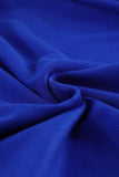 Blue V Neck Ruffled Sleeve Empire Waist Flare Long Dress LC617472-5