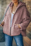 Pink Womens Full Zip Soft Warm Sherpa Hooded Coat with Pocket LC8511355-10