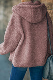 Pink Womens Full Zip Soft Warm Sherpa Hooded Coat with Pocket LC8511355-10