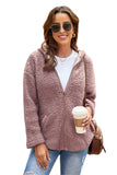 Pink Womens Full Zip Soft Warm Sherpa Hooded Coat with Pocket LC8511355-10