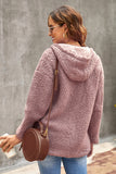Pink Womens Full Zip Soft Warm Sherpa Hooded Coat with Pocket LC8511355-10