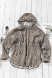Khaki Womens Full Zip Soft Warm Sherpa Hooded Coat with Pocket LC8511355-16