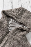 Khaki Womens Full Zip Soft Warm Sherpa Hooded Coat with Pocket LC8511355-16