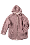 Pink Womens Full Zip Soft Warm Sherpa Hooded Coat with Pocket LC8511355-10