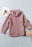 Pink Womens Full Zip Soft Warm Sherpa Hooded Coat with Pocket LC8511355-10