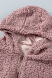 Pink Womens Full Zip Soft Warm Sherpa Hooded Coat with Pocket LC8511355-10