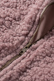 Pink Womens Full Zip Soft Warm Sherpa Hooded Coat with Pocket LC8511355-10