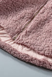 Pink Womens Full Zip Soft Warm Sherpa Hooded Coat with Pocket LC8511355-10