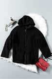 Black Womens Full Zip Soft Warm Sherpa Hooded Coat with Pocket LC8511355-2