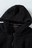 Black Womens Full Zip Soft Warm Sherpa Hooded Coat with Pocket LC8511355-2