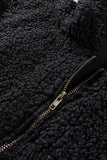 Black Womens Full Zip Soft Warm Sherpa Hooded Coat with Pocket LC8511355-2