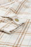 LC8511394-16-S, LC8511394-16-M, LC8511394-16-L, LC8511394-16-XL, LC8511394-16-2XL, Khaki Womens Casual Plaid Shacket Button Down Shirts Coats
