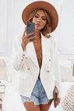 LC852062-1-S, LC852062-1-M, LC852062-1-L, LC852062-1-XL, LC852062-1-2XL, White Double Breasted Casual Blazer Draped Open Front Cardigans Jacket Work Suit