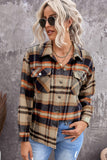 LC255462-14-S, LC255462-14-M, LC255462-14-L, LC255462-14-XL, LC255462-14-2XL, Orange Geometric Plaid Print Pocketed Shirt
