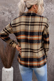 LC255462-14-S, LC255462-14-M, LC255462-14-L, LC255462-14-XL, LC255462-14-2XL, Orange Geometric Plaid Print Pocketed Shirt