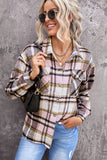 LC255462-10-S, LC255462-10-M, LC255462-10-L, LC255462-10-XL, LC255462-10-2XL, Pink Geometric Plaid Print Pocketed Shirt