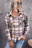 LC255462-10-S, LC255462-10-M, LC255462-10-L, LC255462-10-XL, LC255462-10-2XL, Pink Geometric Plaid Print Pocketed Shirt