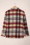 LC255462-7-S, LC255462-7-M, LC255462-7-L, LC255462-7-XL, LC255462-7-2XL, Yellow Geometric Plaid Print Pocketed Shirt