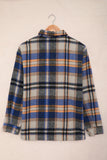 LC255462-105-S, LC255462-105-M, LC255462-105-L, LC255462-105-XL, LC255462-105-2XL, Blue Geometric Plaid Print Pocketed Shirt