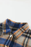 LC255462-105-S, LC255462-105-M, LC255462-105-L, LC255462-105-XL, LC255462-105-2XL, Blue Geometric Plaid Print Pocketed Shirt