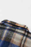 LC255462-105-S, LC255462-105-M, LC255462-105-L, LC255462-105-XL, LC255462-105-2XL, Blue Geometric Plaid Print Pocketed Shirt