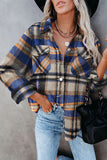 LC255462-105-S, LC255462-105-M, LC255462-105-L, LC255462-105-XL, LC255462-105-2XL, Blue Geometric Plaid Print Pocketed Shirt