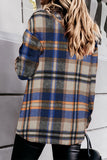 LC255462-105-S, LC255462-105-M, LC255462-105-L, LC255462-105-XL, LC255462-105-2XL, Blue Geometric Plaid Print Pocketed Shirt