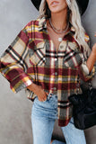 LC255462-7-S, LC255462-7-M, LC255462-7-L, LC255462-7-XL, LC255462-7-2XL, Yellow Geometric Plaid Print Pocketed Shirt