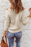 Women's  Strapped Cut Out Shoulder Knitted Top Solid Color Turtleneck Sweater